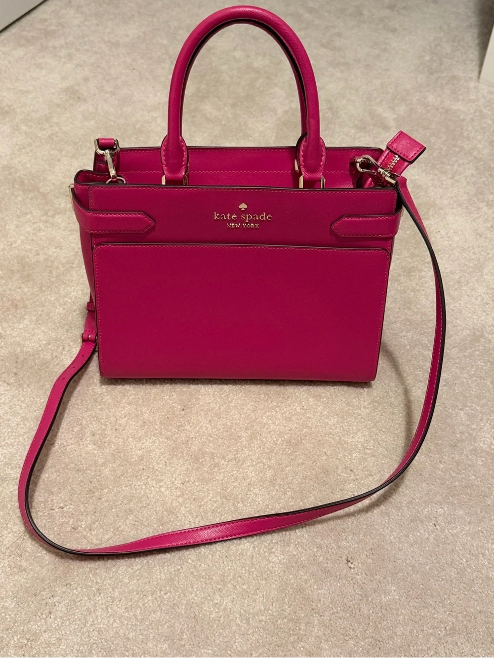 kate spade Fuchsia Leather Satchel with Removable Strap